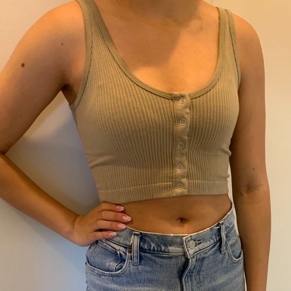 Olive Cropped Tank Top Size M/L